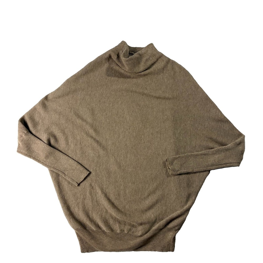 AllSaints Ridley Funnel Neck Wool Cashmere Sweater Toffee Brown Women M Minimal - Picture 2 of 8